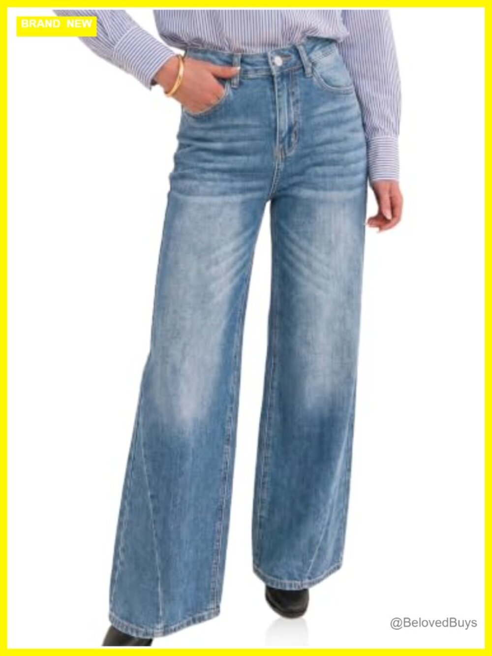 Wide Leg High Waisted Bootcut Jeans Lyocell Cotton Denim Pants
